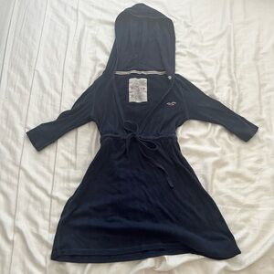 vintage Hollister navy blue babydoll top with hoodie in size XS (~XXS today)
